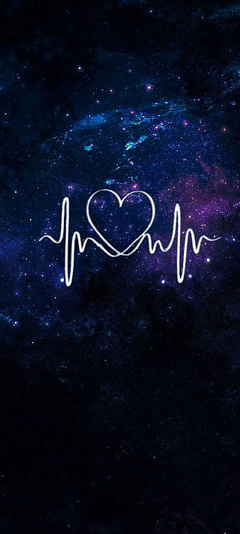 Galaxy heartbeat, Heart, Space, sky, midnight, Blue, Purple, Black HD phone wallpaper