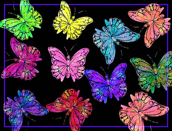 BUTTERFLIES ON BLACK, ART, PRETTY, ABSTRACT, BUTTERFLIES HD wallpaper