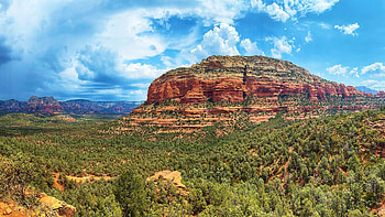 Sedona, Arizona from Devil’s Bridge, clouds, landscape, sky, rocks, usa HD wallpaper