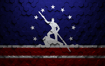 Flag of Richmond, Virginia, honeycomb art, Richmond hexagons flag, Richmond, 3d hexagons art, Richmond flag HD wallpaper