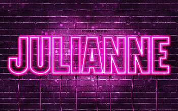 Happy Birtay Julianne, , pink neon lights, Julianne name, creative, Julianne Happy Birtay, Julianne Birtay, popular french female names, with Julianne name, Julianne HD wallpaper