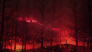 Trees, Words, Glare, Sparks, Glow, Text HD wallpaper