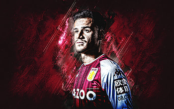 Philippe Coutinho, Aston Villa FC, Brazilian football player, portrait, burgundy stone background, Premier League, England, football Coutinho Aston Villa HD wallpaper