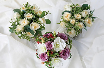 Flowers, Roses, Bouquets, Cloth, Dahlias, Three HD wallpaper