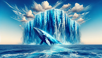 Stunning Blue Whale with Majestic Iceberg Background, blue whale, whale, waterfall, ocean, nature HD wallpaper