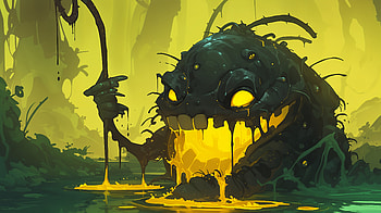 Fantasy Creature in : Mysterious Marsh Guardian, fantasy, creature, monster, swamp, illustration HD wallpaper