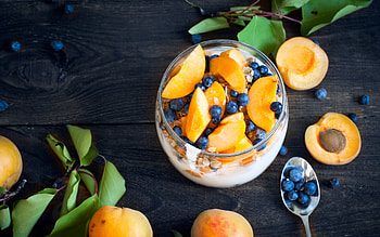 Apricots and Blueberries, fruit, blueberry, apricot, food HD wallpaper