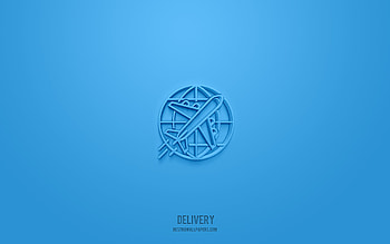Delivery 3d icon, blue background, 3d symbols, Delivery, transportation icons, 3d icons, Delivery sign, transportation 3d icons HD wallpaper