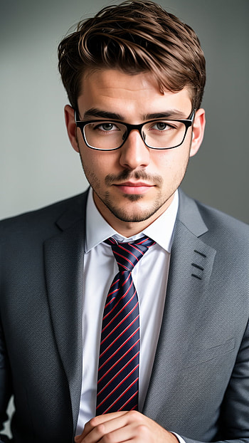 Portrait of a handsome guy with glasses, AI Art, tie, suit, portrait, man, glasses HD phone wallpaper