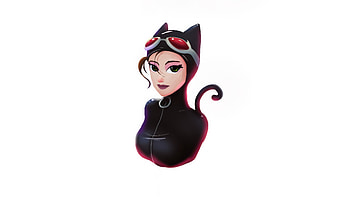 Catwoman Vengeance, catwoman, superheroes, artwork, art, minimalism, artist, white, artstation HD wallpaper