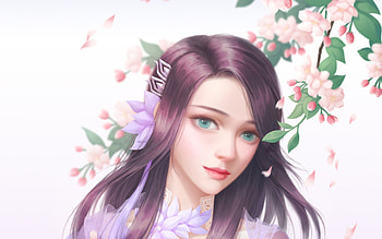 Fantasy Girl, Face, Spring, Beauty, Petals, Girl HD wallpaper