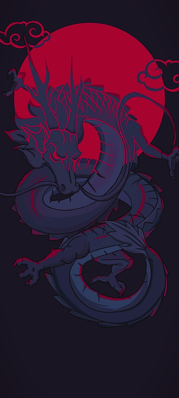Red Dragon Fury, mystical, vector art, mythical, vector, sun, grey HD phone wallpaper