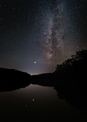 Nature, Stars, Lake, Reflection, Starry Sky, Nebula HD phone wallpaper