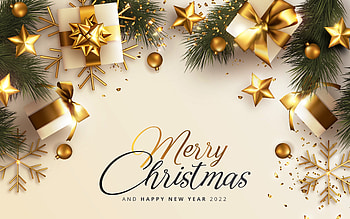 Merry Christmas!, spruces, gifts, gold, Christmas HD wallpaper