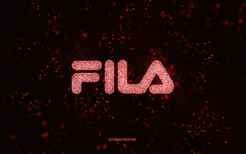 Fila glitter logo, , black background, Fila logo, red glitter art, Fila, creative art, Fila red glitter logo HD wallpaper