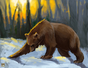 Art, Snow, Bear, Colorful, Colourful, hop, Painting HD wallpaper