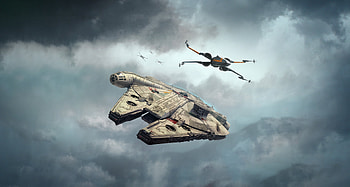 X-wing fighter, Millennium Falcon HD wallpaper