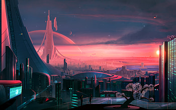 Future Pink City, city, artist, artwork, digital-art, deviantart, pink HD wallpaper
