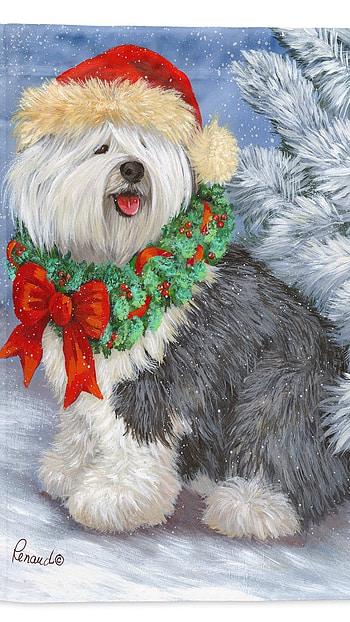 Christmas Dog, Dog Painting HD phone wallpaper