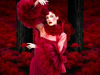 Delicate Redhead 2, red, bright, bold, trees, girl, beauty, colorful, vibrant, butterfly, vivid HD wallpaper
