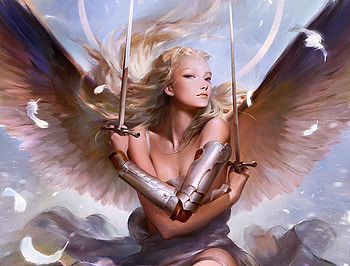 Angel, wings, fantasy, art, mingzhu yang, luminos, girl HD wallpaper