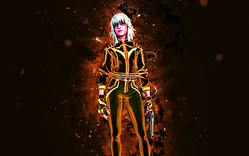 Gilded Reality Harlowe, , yellow neon lights, Fortnite Battle Royale, Fortnite characters, Gilded Reality Harlowe Skin, Fortnite, Gilded Reality Harlowe Fortnite HD wallpaper