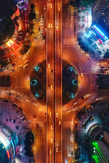 Cities, Auto, View From Above, Road, Neon HD phone wallpaper