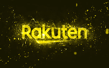 Rakuten yellow logo, , yellow neon lights, creative, yellow abstract background, Rakuten logo, brands, Rakuten HD wallpaper