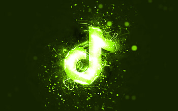 TikTok lime logo, , lime neon lights, creative, lime abstract background, TikTok logo, social network, TikTok HD wallpaper