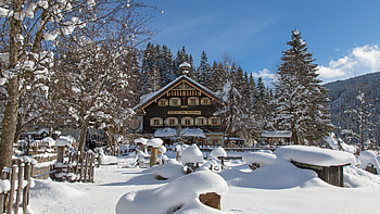 Dreamy Winter at Filzmoos, Austria, trees, sky, snow, house, landscape HD wallpaper