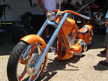 Orange Crush, motorcycle, bike, motor bike, orange, chopper HD wallpaper