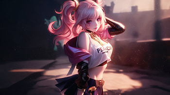 Pink Peach Girl, artist, artwork, art, digital-art, ai HD wallpaper