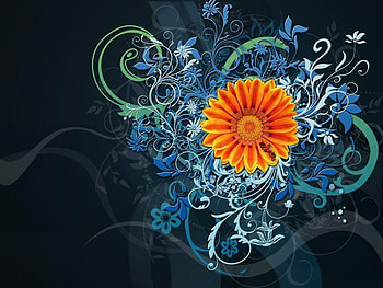 3d visual, black, flower HD wallpaper