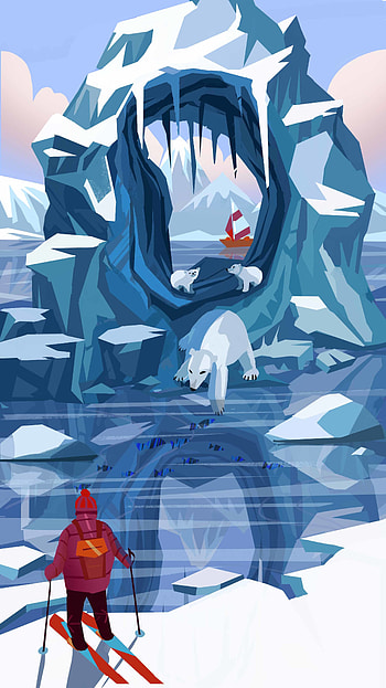 Art, Ice, Bears, Human, Person, Ice Floes, Skiing HD phone wallpaper