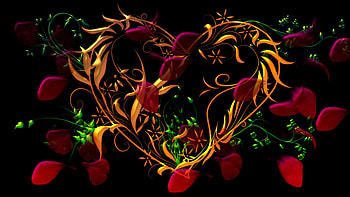 heart with flowers, flowers, heart, mac, windows HD wallpaper