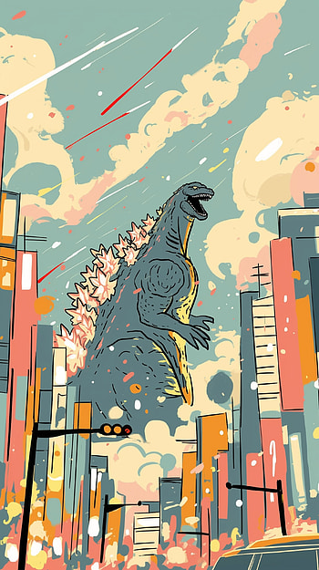 Godzilla Artistic Drawing , Godzilla, drawing, artistic HD phone wallpaper