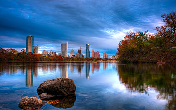 Cities, Rivers, Trees, Stones, Reflection, Shore, Bank, Texas, Austin HD wallpaper