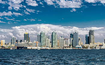 San Diego skyline , Cityscape view, Urban charm, Skyline silhouette HD wallpaper