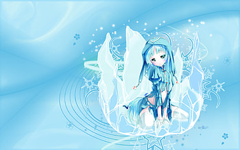 Ice-Princess, blue, sexy, hot, blue eye, blue hair, girl, long hair, dress, anime girl, anime, abstract, princess, water, ice, female HD wallpaper