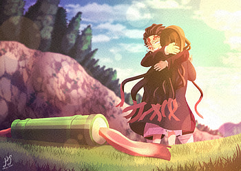 Tanjiro & Nezuko, Nezuko Kamado, Tanjiro Kamado, Anime, Demon Slayer: Kimetsu no Yaiba HD wallpaper