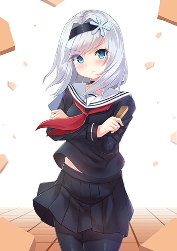 Anime Schoolgirl, zedge, art, hair, white, black, girls, girl, , cute HD phone wallpaper