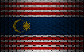 Kuala Lumpur flag, 3d hexagons texture, Kuala Lumpur, 3d texture, Kuala Lumpur 3d flag, metal texture, flag of Kuala Lumpur HD wallpaper