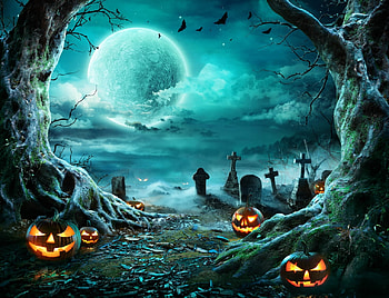 HAPPY HALLOWEEN, blue, back, drop, moon HD wallpaper