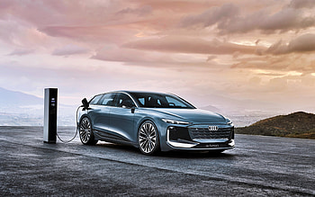 Audi A6 Avant e-tron Concept, 2022, front view, exterior, electric car charging, new silver A6 Avant e-tron, German cars, Audi HD wallpaper