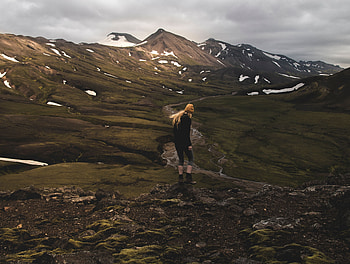 Nature, Mountains, Journey, Girl, Stroll, Tourist HD wallpaper