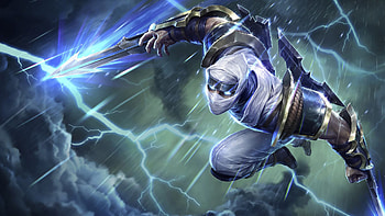 Zed With Sword Lightning Sky Background League Of Legends HD wallpaper