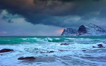 OCEAN VIEW, night, sea, waves, clouds, beach HD wallpaper