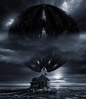 Art, Dark, House, Balloon, Gloomy, Surrealism HD phone wallpaper