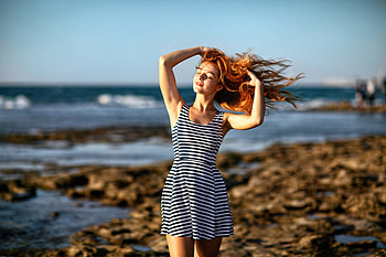 Joy, outdoor, mood, red head, woman HD wallpaper