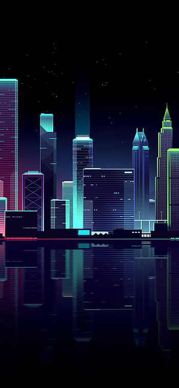 Neon Skyline, Neon city, Cityscape , Scenery HD phone wallpaper